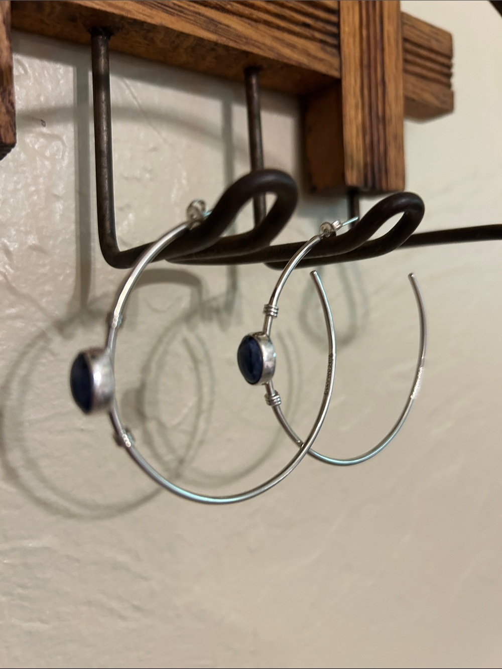 Sterling Silver Lapis hoop earrings